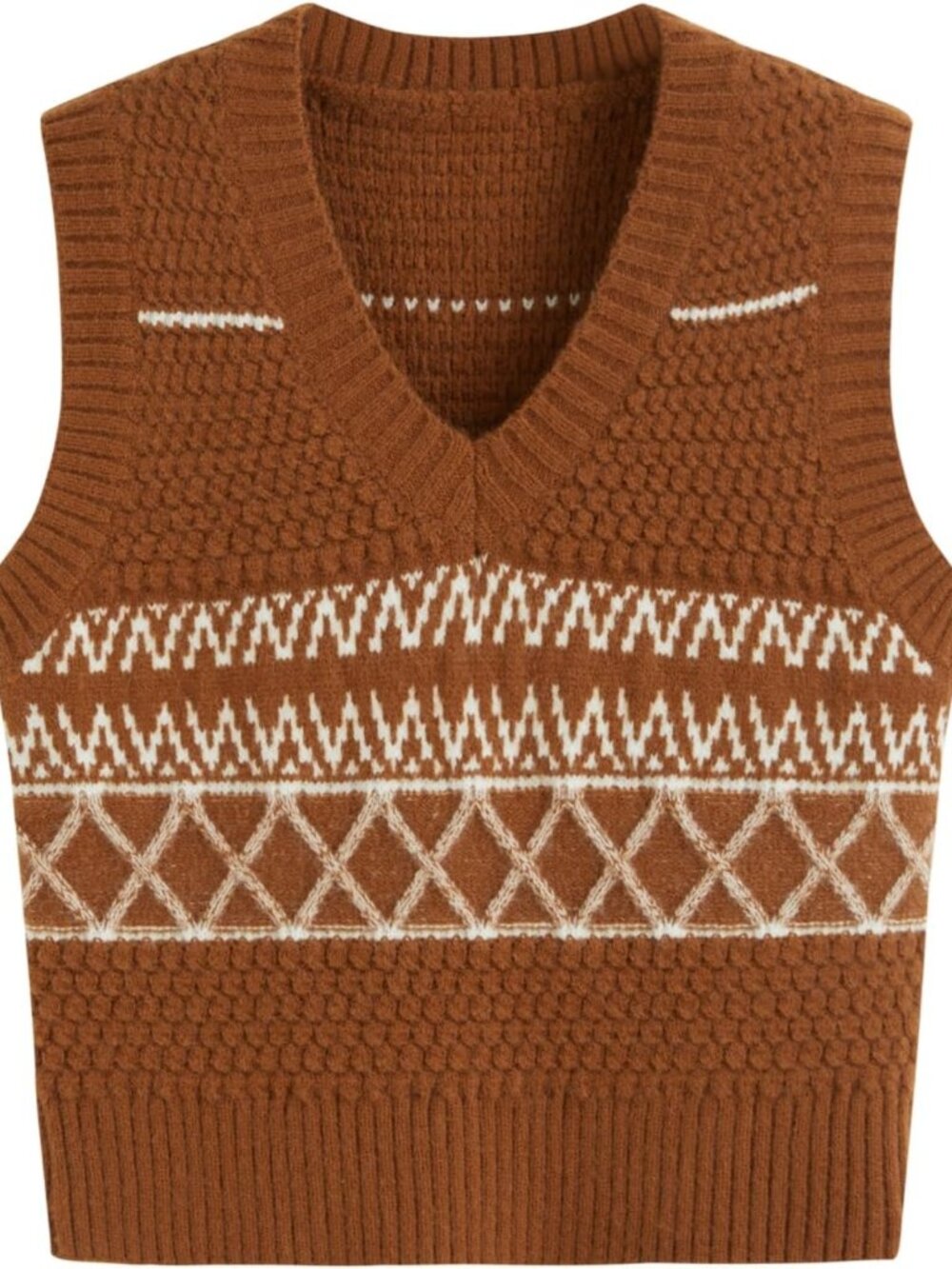 Chic Geometric Sweater Vest - Sleeveless Knitted Crop Tank Top for Women